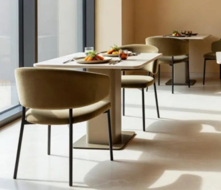 Jasne, nowoczesne wnętrze Epicure House z architektonicznym wystrojem i wieczorną sceną pokerową w tle