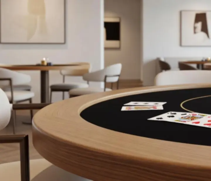 Stół pokerowy z kartami i żetonami przygotowany na wieczór pokerowy